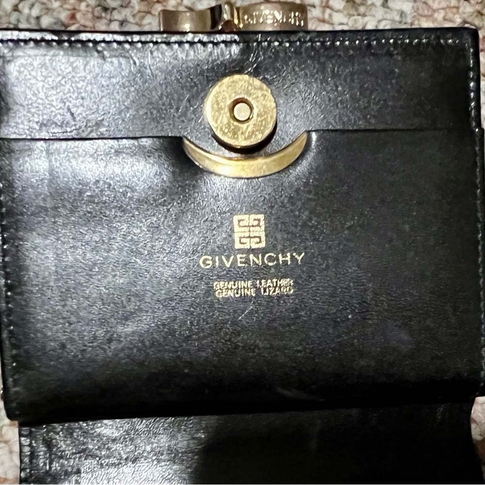 Givenchy Black Genuine Leather / Lizard Wallet Gold Accents Man/Woman FREE SHIP - Picture 3 of 7